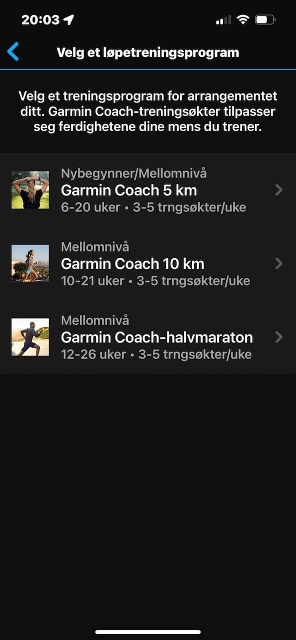 Garmin treningsprogram