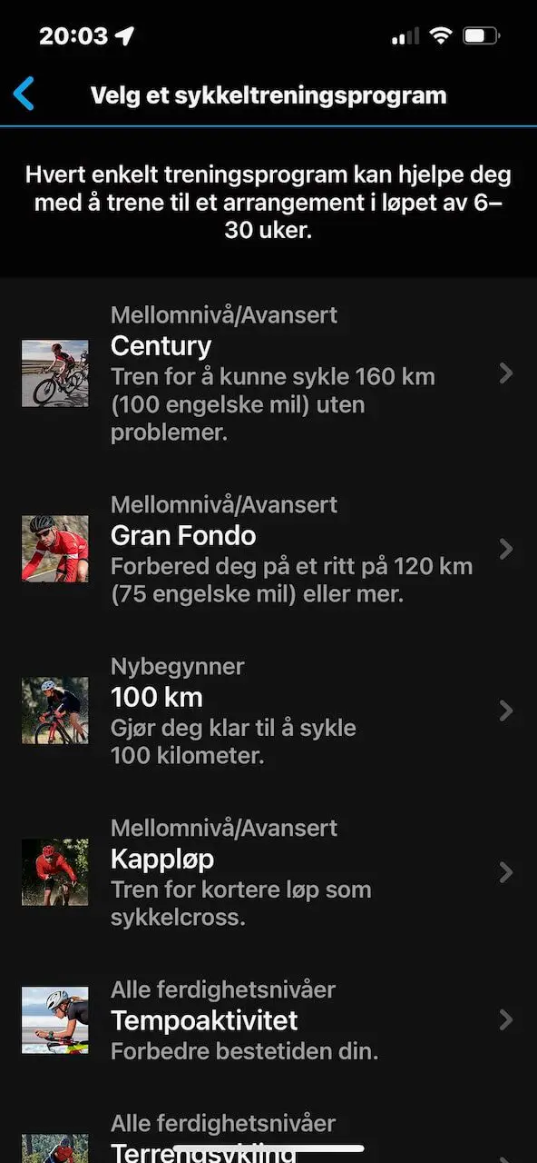 Garmin treningsprogram