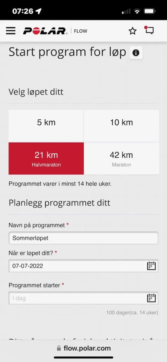 Løpeprogram trening