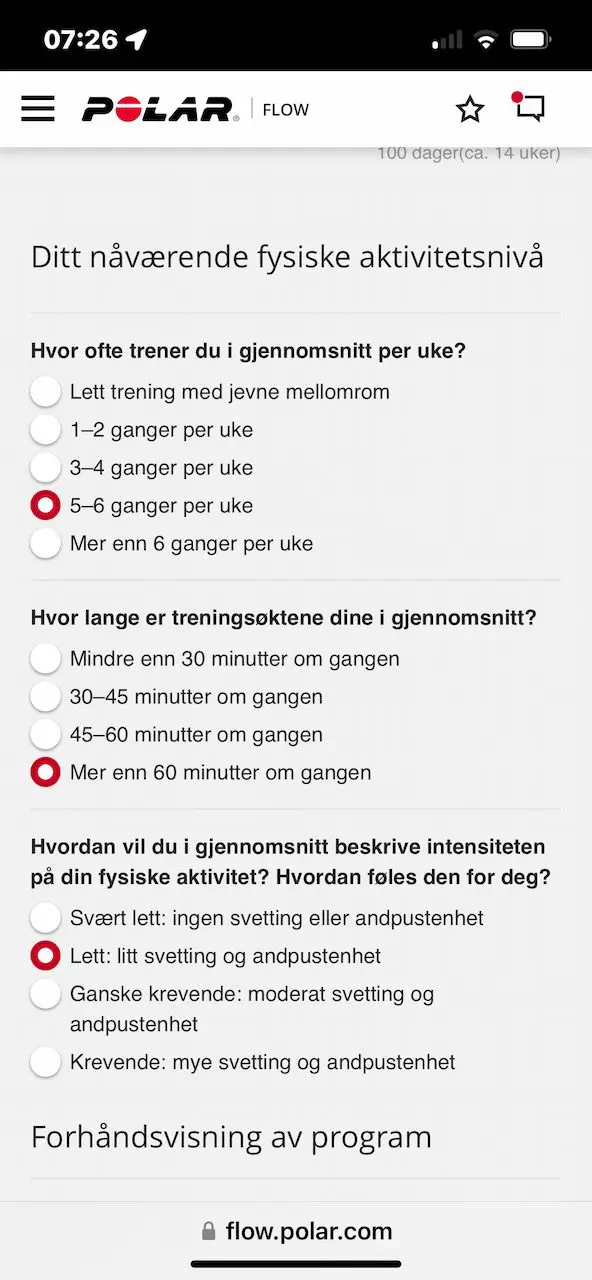 Løpeprogram trening