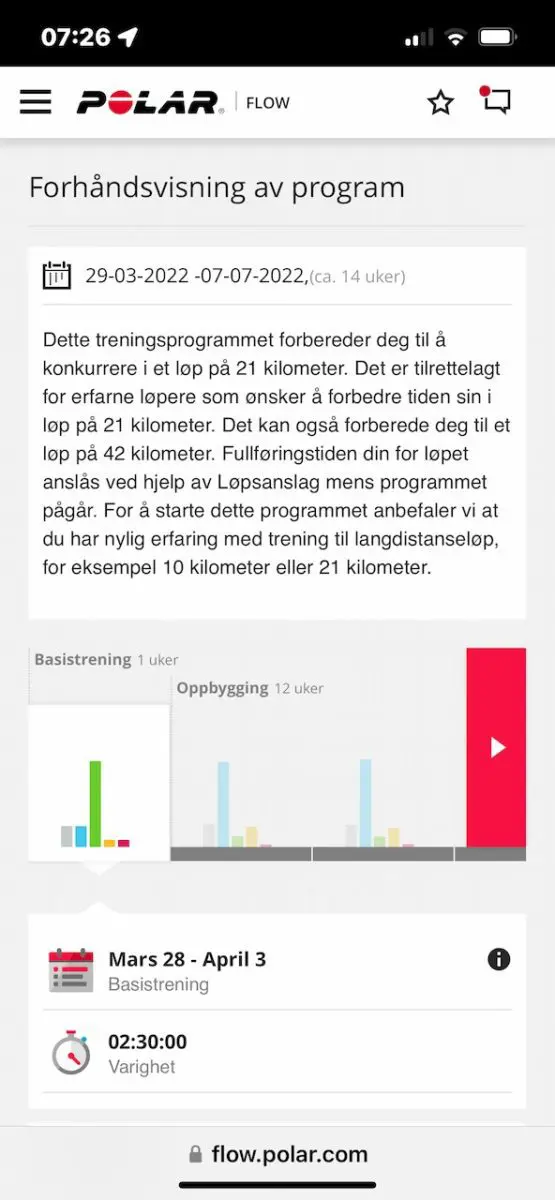 Løpeprogram trening