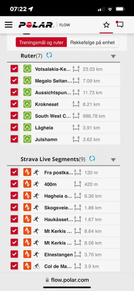 komoot og strava