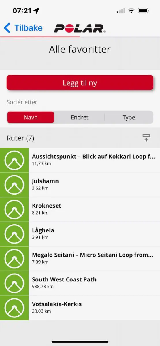 Polar - Ruter og Strava