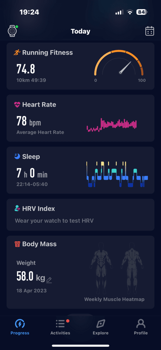 COROS nyhet - App grensesnitt