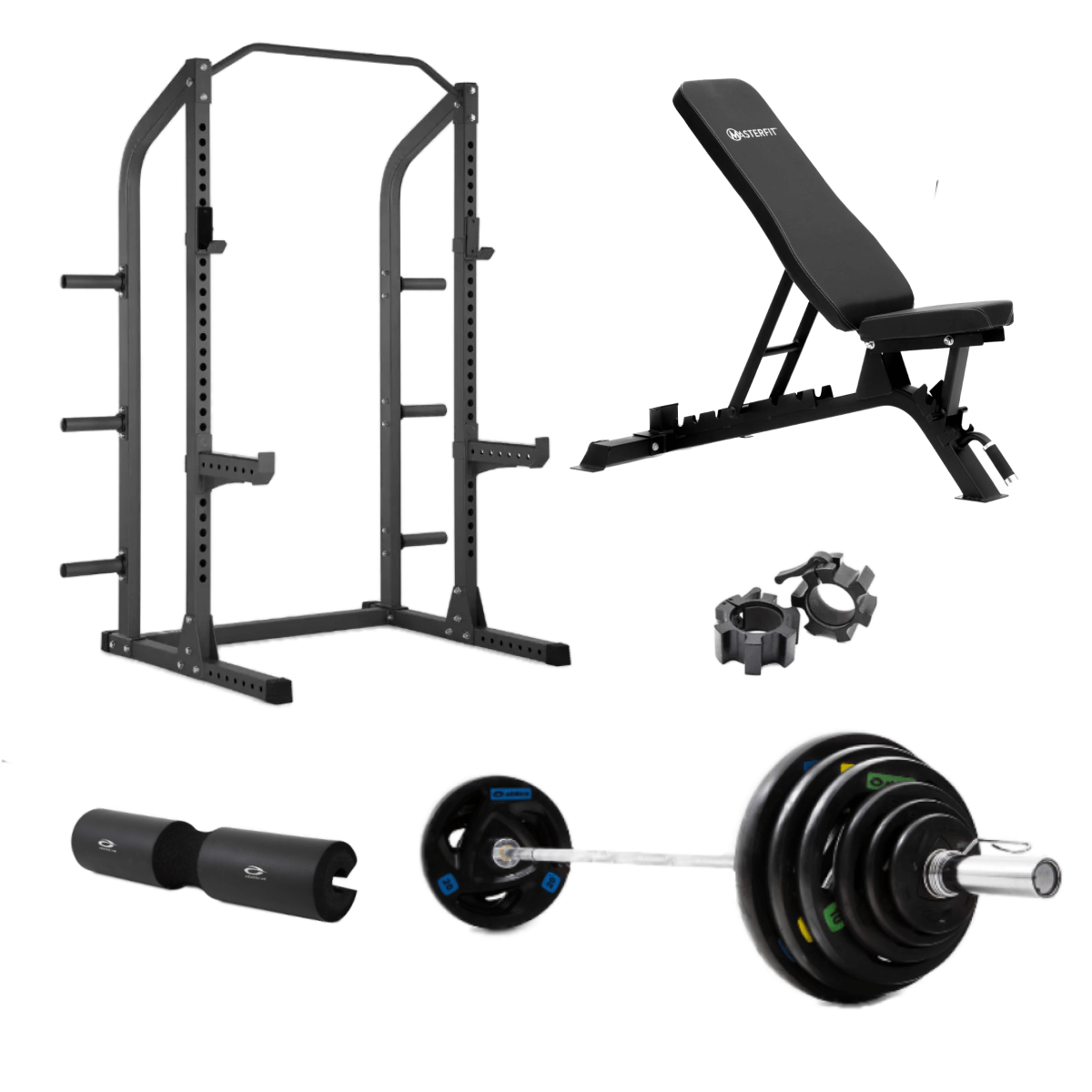 Masterfit 300 Half Rack Olympic Styrkepakke - 150 kg