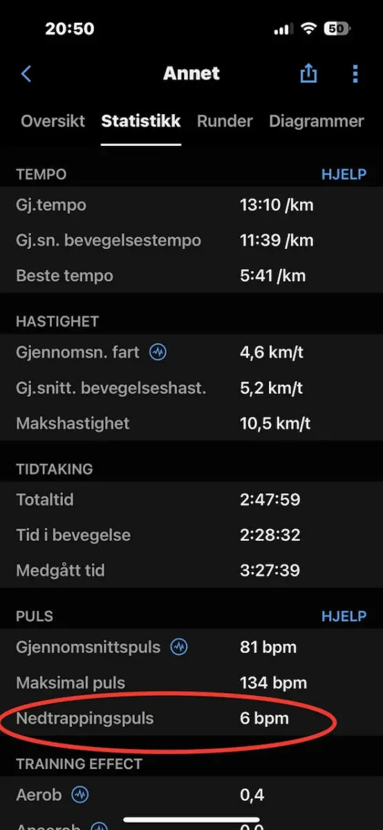 Garmin nedtrappingspuls